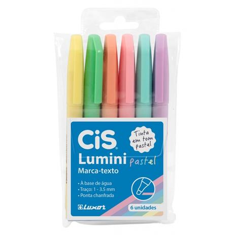 Caneta Marca Texto Cis Lumini Pastel - Estojo Com 6 Cores Menor preço em Caneta Marca Texto Cis Lumini Pastel - Estojo Com 6 Cores