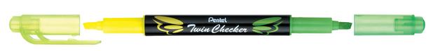 Caneta Marca Texto Pentel Twin Checker 1.0 à 3.5 mm Amarelo/Verde SLW-8GKE Menor preço em Caneta Marca Texto Pentel Twin Checker 1.0 à 3.5 mm Amarelo/Verde SLW-8GKE