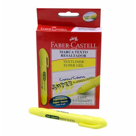 Caneta marca texto super gel amarelo / 6un / faber Menor preço em Caneta marca texto super gel amarelo / 6un / faber