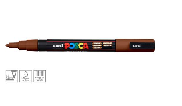 Caneta Marcador Artístico Uni-Ball Posca Fino 1.3 mm Marrom PC-3M Menor preço em Caneta Marcador Artístico Uni-Ball Posca Fino 1.3 mm Marrom PC-3M