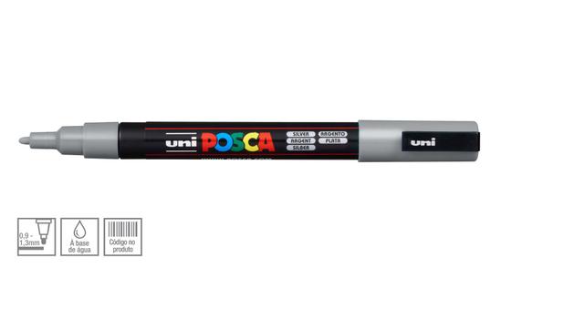 Caneta Marcador Artístico Uni-Ball Posca Fino 1.3 mm Prata PC-3M Menor preço em Caneta Marcador Artístico Uni-Ball Posca Fino 1.3 mm Prata PC-3M