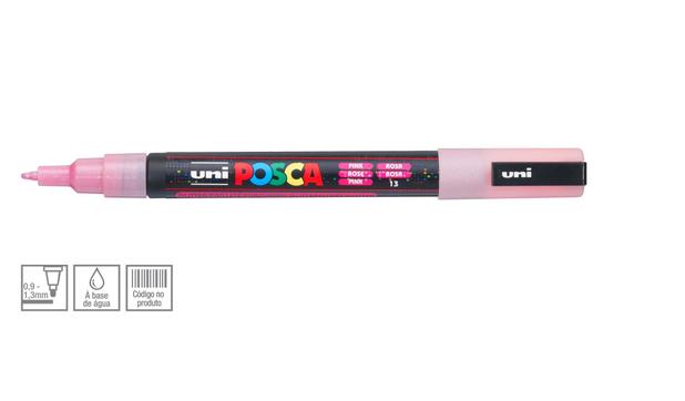 Caneta Marcador Artístico Uni-Ball Posca Fino - Sparkling 1.3 mm Rosa PC-3ML Menor preço em Caneta Marcador Artístico Uni-Ball Posca Fino - Sparkling 1.3 mm Rosa PC-3ML