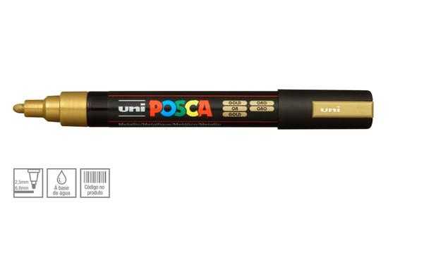 Caneta Marcador Artístico Uni-Ball Posca Medio 2.5 mm Ouro PC-5M OURO Menor preço em Caneta Marcador Artístico Uni-Ball Posca Medio 2.5 mm Ouro PC-5M OURO