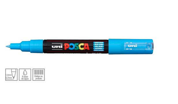 Caneta Marcador Posca Escolar 1 Unidade Azul Claro - Uniball - Uni-ball Menor preço em Caneta Marcador Posca Escolar 1 Unidade Azul Claro - Uniball - Uni-ball