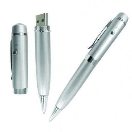 Caneta Pen Drive 16GB Prata com Luz Laser Point Personalizado - Pen Drive You