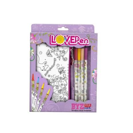 Caneta Permanente Bismark Love Pen 004 Cores + 2 Estojos PK003L F Menor preço em Caneta Permanente Bismark Love Pen 004 Cores + 2 Estojos PK003L F