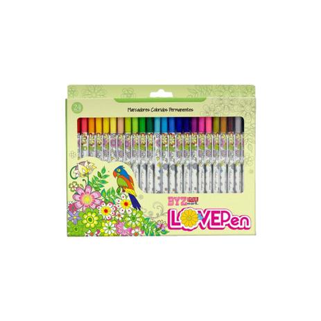 Caneta Permanente Bismark Love Pen 024 Cores PK024L Menor preço em Caneta Permanente Bismark Love Pen 024 Cores PK024L