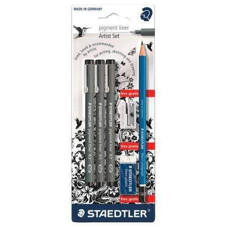 Caneta pigment liner c.3 apont lapis borracha - 308 sbk3p - Staedtler Menor preço em Caneta pigment liner c.3 apont lapis borracha - 308 sbk3p - Staedtler