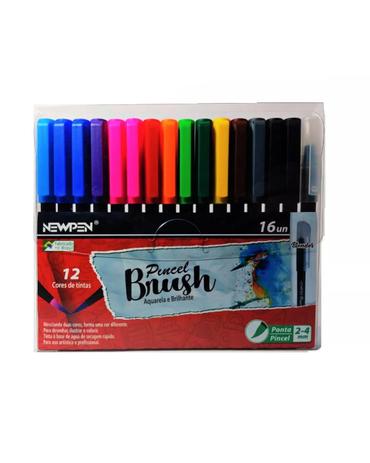 Caneta Pincel Brush Newpen Com Blender Kit Com 16 Unidades Menor preço em Caneta Pincel Brush Newpen Com Blender Kit Com 16 Unidades