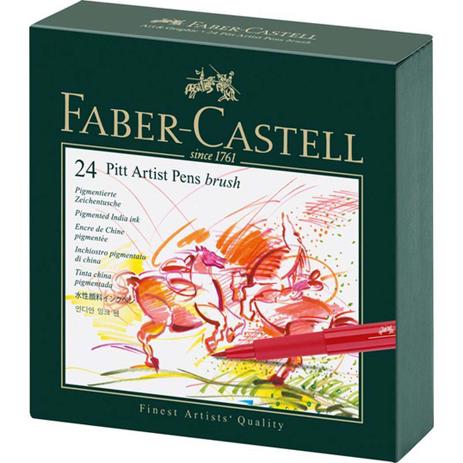 Caneta Pincel Pitt Estojo com 24 Cores Gift Box Ref.167147 Faber-Castell - Faber castell Menor preço em Caneta Pincel Pitt Estojo com 24 Cores Gift Box Ref.167147 Faber-Castell - Faber castell