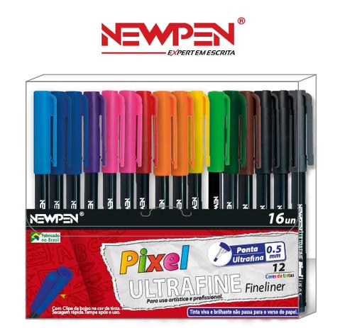 Caneta Pixel Fineliner Hidrográfica 16 Cores 0.5mm Newpen Menor preço em Caneta Pixel Fineliner Hidrográfica 16 Cores 0.5mm Newpen