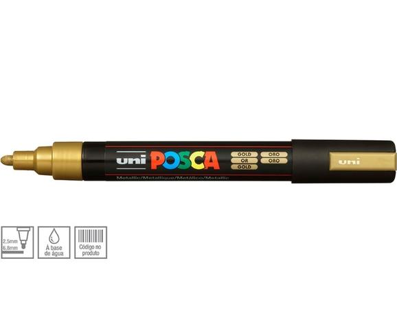 Caneta Posca Marcador Permanente Artística 3M Dourado Ouro - Uniball Menor preço em Caneta Posca Marcador Permanente Artística 3M Dourado Ouro - Uniball