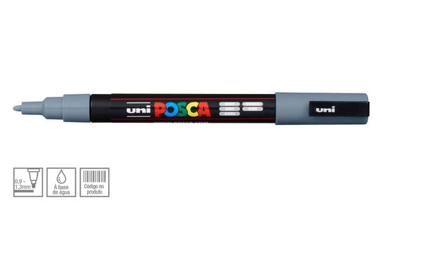 Caneta Posca Uni Ball PC-3M Ponta Cónica Extra Fina em Poliéster 1,5 mm - Cor: Cinza - Uniball Menor preço em Caneta Posca Uni Ball PC-3M Ponta Cónica Extra Fina em Poliéster 1,5 mm - Cor: Cinza - Uniball