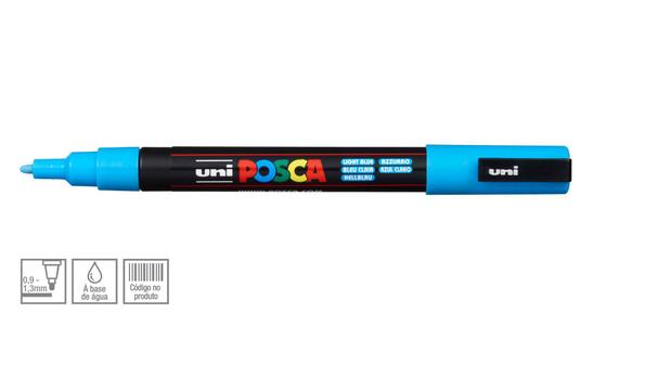 Caneta Posca Uni Ball PC-3M Ponta Cónica Extra Fina em Poliéster 1,5 mm - Cor: Ligth Blue - Uniball Menor preço em Caneta Posca Uni Ball PC-3M Ponta Cónica Extra Fina em Poliéster 1,5 mm - Cor: Ligth Blue - Uniball