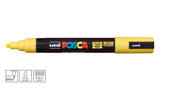 Caneta Posca Uni Ball PC-5M Ponta Cónica Extra Média em Poliéster 2,5 mm - Cor: Yellow - Uniball Menor preço em Caneta Posca Uni Ball PC-5M Ponta Cónica Extra Média em Poliéster 2,5 mm - Cor: Yellow - Uniball