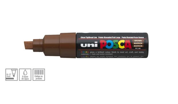 Caneta Posca Uni Ball PC-8K Ponta Biselada Grossa de Acrílico 8 mm - Cor: Brown - Uniball Menor preço em Caneta Posca Uni Ball PC-8K Ponta Biselada Grossa de Acrílico 8 mm - Cor: Brown - Uniball
