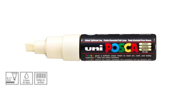 Caneta Posca Uni Ball PC-8K Ponta Biselada Grossa de Acrílico 8 mm - Cor: Marfim - Uniball Menor preço em Caneta Posca Uni Ball PC-8K Ponta Biselada Grossa de Acrílico 8 mm - Cor: Marfim - Uniball