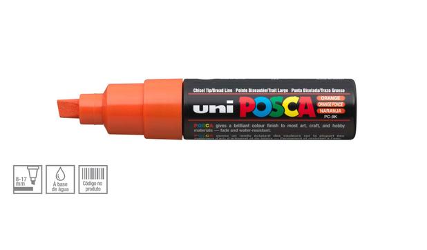 Menor preço em Caneta Posca Uni Ball PC-8K Ponta Biselada Grossa de Acrílico 8 mm - Cor: Orange - Uniball