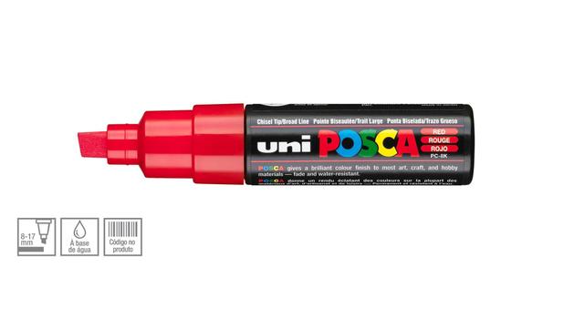 Caneta Posca Uni Ball PC-8K Ponta Biselada Grossa de Acrílico 8 mm - Cor: Red - Uniball Menor preço em Caneta Posca Uni Ball PC-8K Ponta Biselada Grossa de Acrílico 8 mm - Cor: Red - Uniball