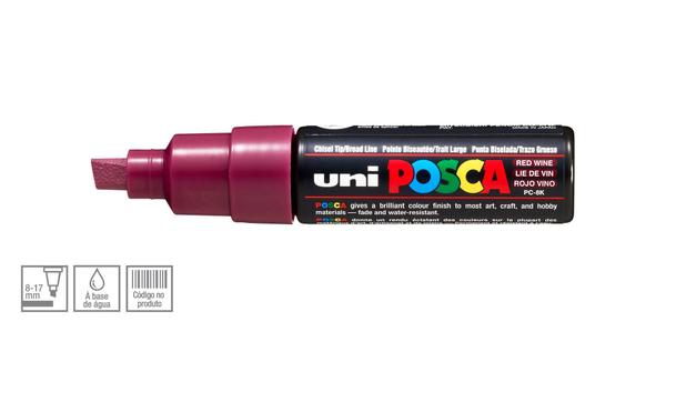 Menor preço em Caneta Posca Uni Ball PC-8K Ponta Biselada Grossa de Acrílico 8 mm - Cor: Red Wine - Uniball