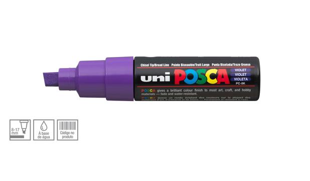 Caneta Posca Uni Ball PC-8K Ponta Biselada Grossa de Acrílico 8 mm - Cor: Violet - Uniball Menor preço em Caneta Posca Uni Ball PC-8K Ponta Biselada Grossa de Acrílico 8 mm - Cor: Violet - Uniball