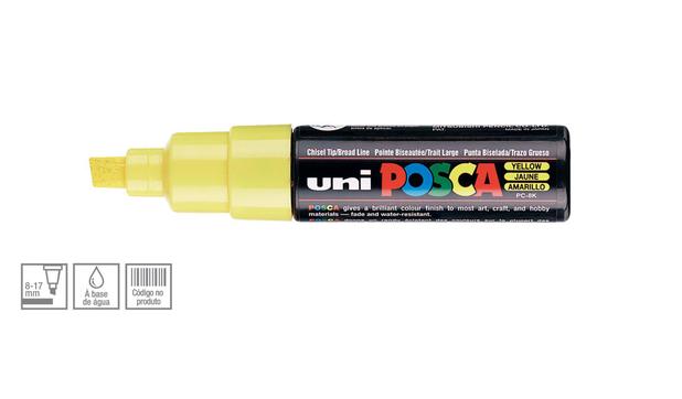 Caneta Posca Uni Ball PC-8K Ponta Biselada Grossa de Acrílico 8 mm - Cor: Yellow - Uniball Menor preço em Caneta Posca Uni Ball PC-8K Ponta Biselada Grossa de Acrílico 8 mm - Cor: Yellow - Uniball
