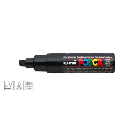 Caneta Posca Uni Ball Pc-8k Ponta Biselada Grossa De Acrílico 8 Mm - PRETA - Uni-ball Menor preço em Caneta Posca Uni Ball Pc-8k Ponta Biselada Grossa De Acrílico 8 Mm - PRETA - Uni-ball