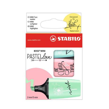 Caneta stabilo marca texto boss mini pastel love 3 unidades Menor preço em Caneta stabilo marca texto boss mini pastel love 3 unidades