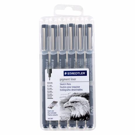 Caneta Tecnica Staedtler Pigment Liner - Estojo 006 Un 308 SB6P Menor preço em Caneta Tecnica Staedtler Pigment Liner - Estojo 006 Un 308 SB6P