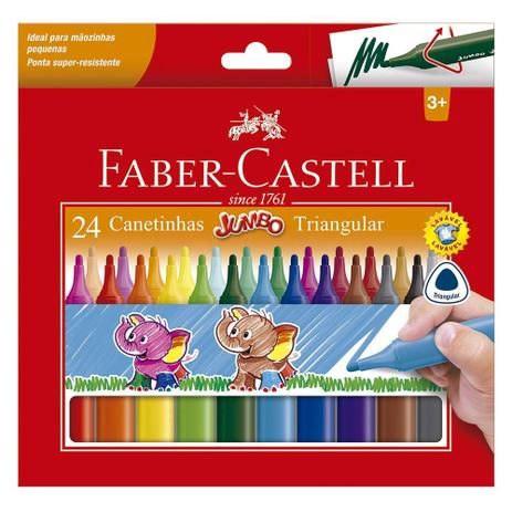 Canetas Hidrográficas - Jumbo - Triangular - 24 Cores - Faber-Castell - Faber castell Menor preço em Canetas Hidrográficas - Jumbo - Triangular - 24 Cores - Faber-Castell - Faber castell