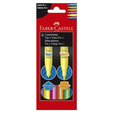 Canetas Hidrográficas - Vai e Vem - 6 Cores - Faber-Castell - Faber castell Menor preço em Canetas Hidrográficas - Vai e Vem - 6 Cores - Faber-Castell - Faber castell