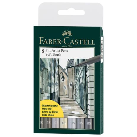 Canetas Pitt Brush Ponta Pincel Faber-Castell - Estojo com 8 Tons de Cinza - Ref 167808 - Faber castell Menor preço em Canetas Pitt Brush Ponta Pincel Faber-Castell - Estojo com 8 Tons de Cinza - Ref 167808 - Faber castell