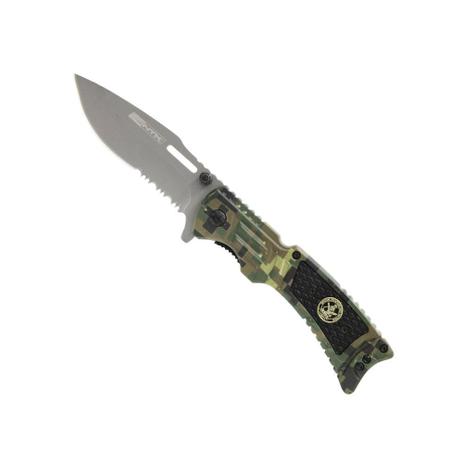 Canivete NTK Tático semiautomático camuflado com estojo de metal Uzzit Menor preço em Canivete NTK Tático semiautomático camuflado com estojo de metal Uzzit