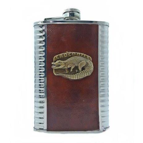 Cantil Inox Porta Bebidas 200ml Whisky Vodka/run Crocodilo - Ll Menor preço em Cantil Inox Porta Bebidas 200ml Whisky Vodka/run Crocodilo - Ll