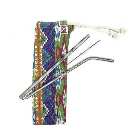 Canudo Ecológico de Aço Inox - Kit Completo com 2 canudos 1 escova e 1 saquinho com estampa Étnica - 123 sublime Menor preço em Canudo Ecológico de Aço Inox - Kit Completo com 2 canudos 1 escova e 1 saquinho com estampa Étnica - 123 sublime