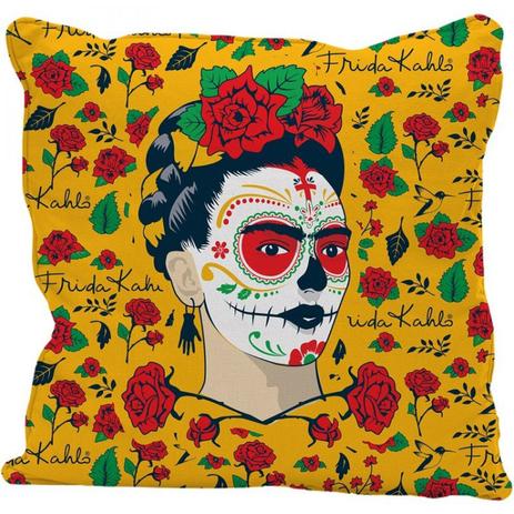 Capa Almofada Poliéster Face Flowers 45cmx45cmx45cm Amarelo - Urban Menor preço em Capa Almofada Poliéster Face Flowers 45cmx45cmx45cm Amarelo - Urban