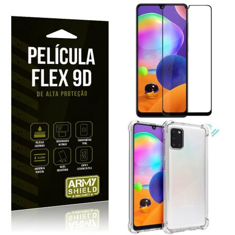 Capa Anti Impacto + Película Flex 9D Cobre a Tela Toda Blindada Galaxy A31  - Armyshield - Kit Capinha e Película para Celular - Magazine Luiza