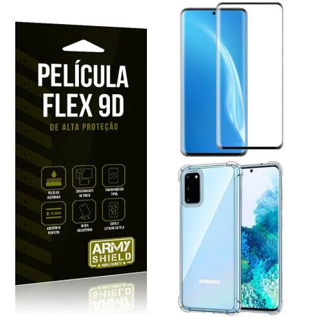 Capa Anti Impacto + Película Flex 9D Cobre a Tela Toda Blindada Galaxy S20 - Armyshield Menor preço em Capa Anti Impacto + Película Flex 9D Cobre a Tela Toda Blindada Galaxy S20 - Armyshield