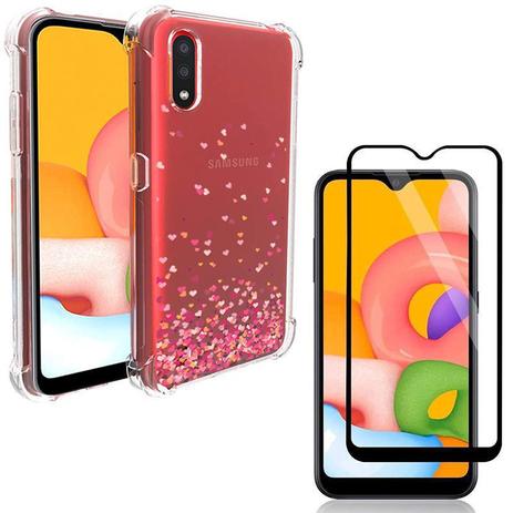 Capa Anti Queda Corações Galaxy A01 + Película de Vidro 3D + Kit Aplicação  - Encapar - Kit Capinha e Película para Celular - Magazine Luiza