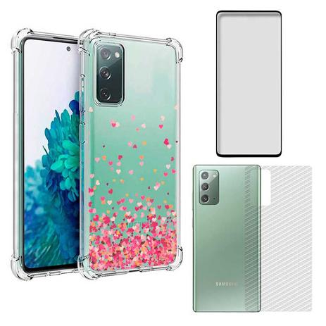 Capa Anti Shock Corações Galaxy S20 Fe + Película Vidro 3D + Película Fibra  Carbono Traseira - JFO.Comercio - Kit Capinha e Película para Celular -  Magazine Luiza