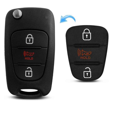 Capa Botão Chave Canivete Kia Soul 2010 a 2018 Preto 3 Botões Keypad Para Reposição Em Borracha - B.b imports é boa?