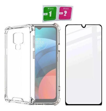 Capa Capinha Case Motorola Moto E7 Anti Shock + Película 3D 5D 9D Blindada Cobre 100% Da Tela Borda Resistente Menor preço em Capa Capinha Case Motorola Moto E7 Anti Shock + Película 3D 5D 9D Blindada Cobre 100% Da Tela Borda Resistente