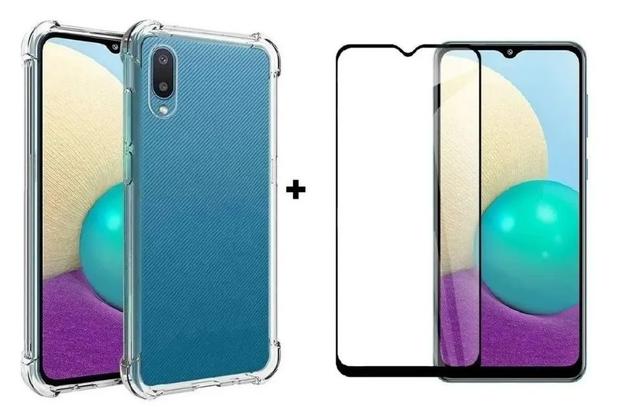 Capa Capinha Case Samsung Galaxy A02 Anti Shock + Película 3D 5D 9D  Blindada Cobre 100% Da Tela Borda Resistente - ELETRODU - Capinha de Celular  - Magazine Luiza