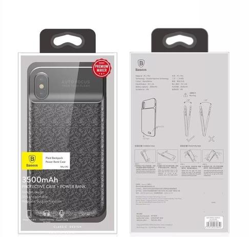 Capa Carregadora Power Bank Iphone X Xs 3.500mah Baseus Backpack c/ Película De Vidro 3D c/ Bordas Menor preço em Capa Carregadora Power Bank Iphone X Xs 3.500mah Baseus Backpack c/ Película De Vidro 3D c/ Bordas