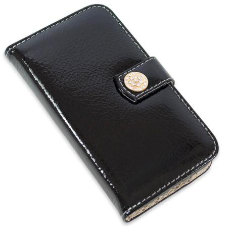 Capa carteira couro strass verniz preto samsung s8 plus g955 - Cellway Menor preço em Capa carteira couro strass verniz preto samsung s8 plus g955 - Cellway