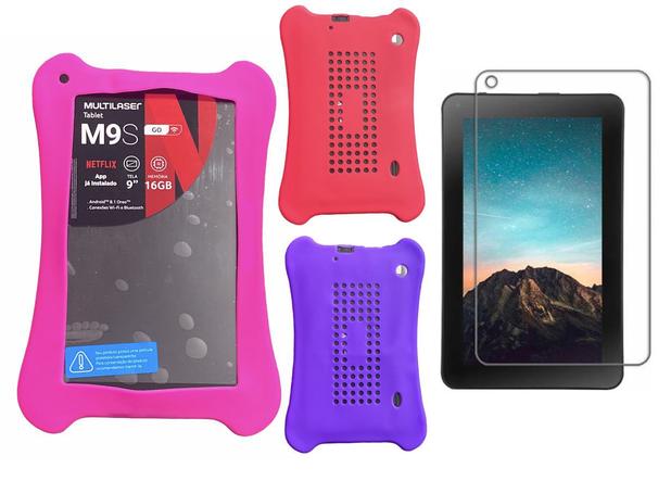 Capa Case de Silicone Emborrachada + Película Vidro Tablet M9s Go 9 Polegadas Multilaser - Anti Impacto Menor preço em Capa Case de Silicone Emborrachada + Película Vidro Tablet M9s Go 9 Polegadas Multilaser - Anti Impacto