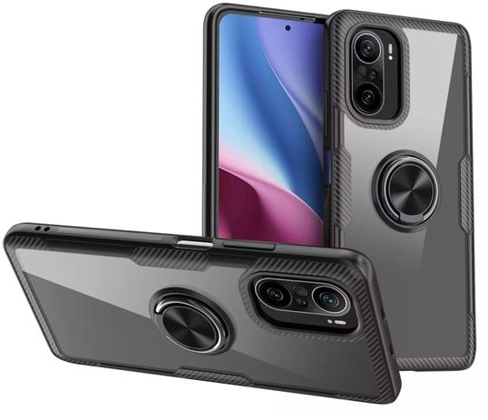 Capa Case Protetora Para Xiaomi Poco F3 / Redmi K40 Pro + (Tela 6.67) Com  Stand e Anel 360 - Preto/Transparente - Capinha de Celular - Magazine Luiza