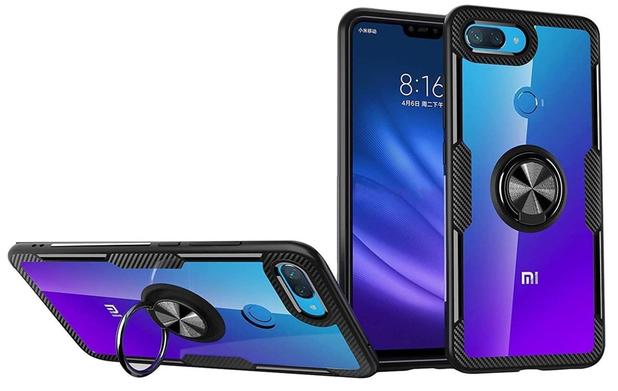 Capa Case Protetora Xiaomi Mi 8 Lite (Tela 6.26) Carbon Com Stand e Anel  360 - Preto/Transparente - Capinha de Celular - Magazine Luiza