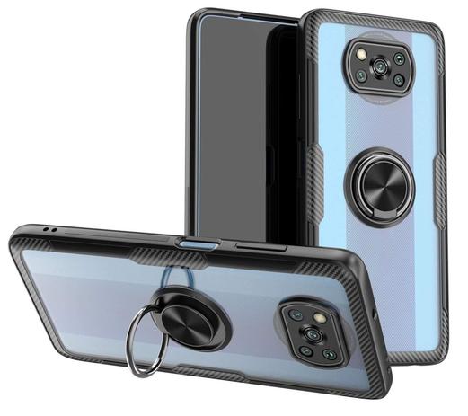 Capa Case Protetora Xiaomi Mi Poco X3 NFC / X3 Pro (Tela 6.67) Carbon Com  Stand e Anel 360 - Preto/Transparente - Capinha de Celular - Magazine Luiza