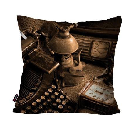 Capa de Almofada Decorativa Avulsa Marrom Máquina de Escrever - Pump up é boa?
